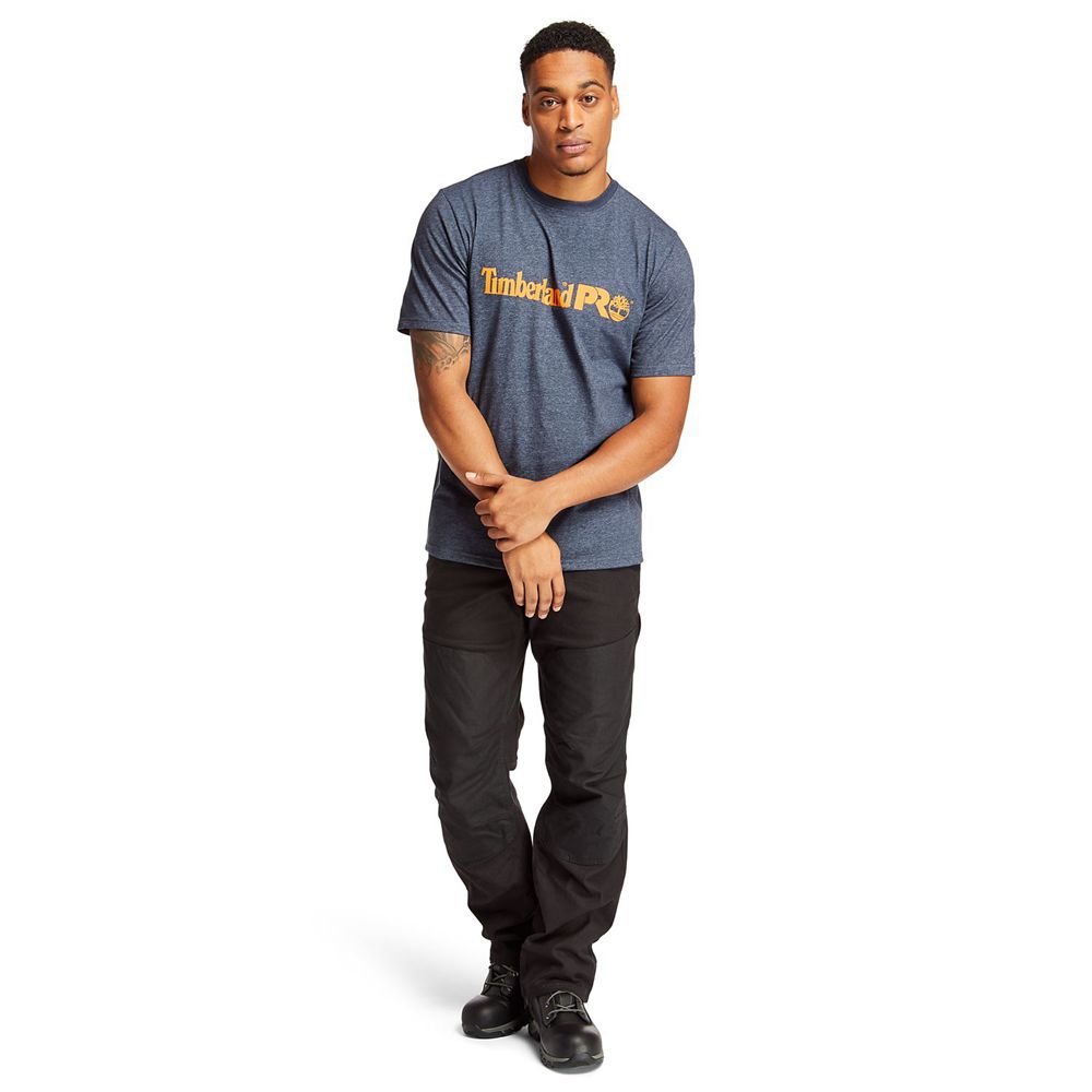 Camisetas Masculino - Timberland Pro® Short Sleeve Base Plate Wicking Logo - PHNGW7961 - Azul Marinh